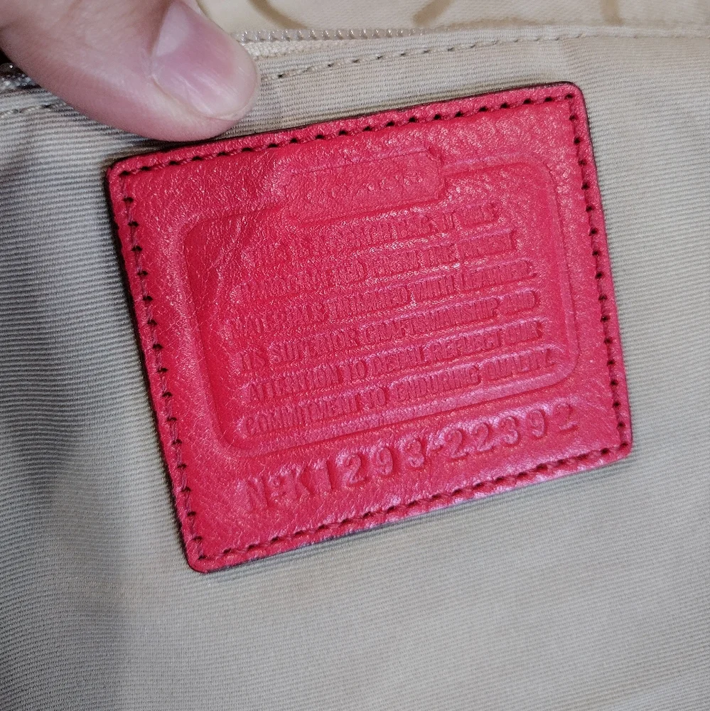 Coach Legacy Signature Courtney Hobo Bag Khaki and Coral Style #22392